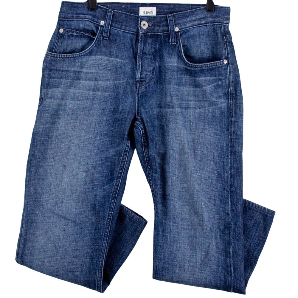 Hudson Wilde Women’s 30 Relax Straight Jeans Blue Mid Rise Button Fly